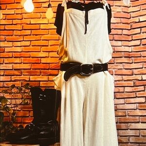 👖Hunter & Brown Linen Blend Overalls – Cream – Sz Small (Oversized)